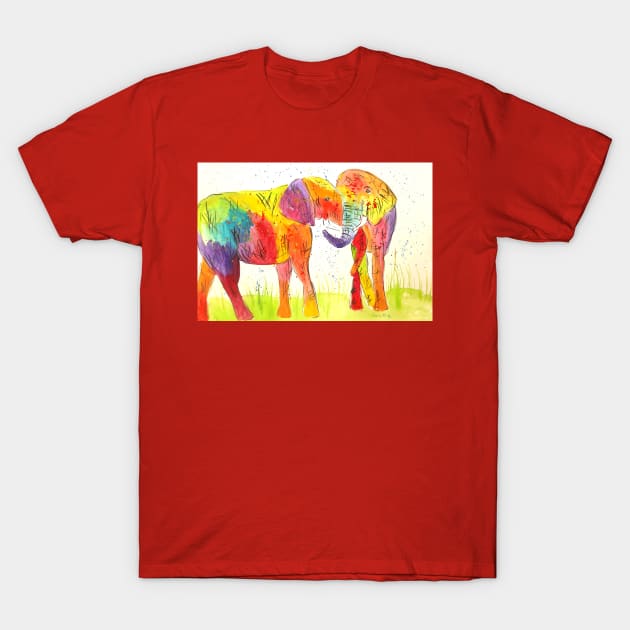 Colourful Elephants in Love T-Shirt by Casimirasquirkyart